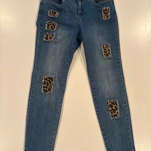Joseph Ribkoff Blue Jeans with Leopard Accents